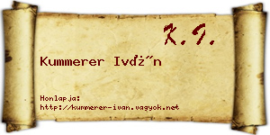 Kummerer Iván névjegykártya
